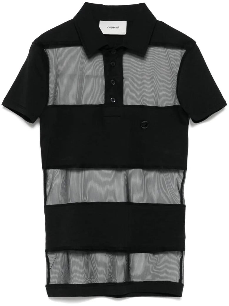 striped sheer polo top by Selfnex