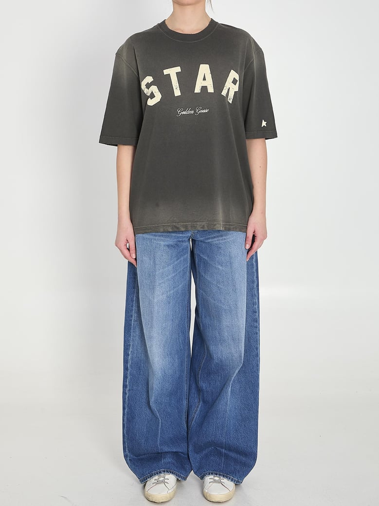 star unisex relaxed fit t-shirt cotton jersey sunfaded wash star print star label by Selfnex