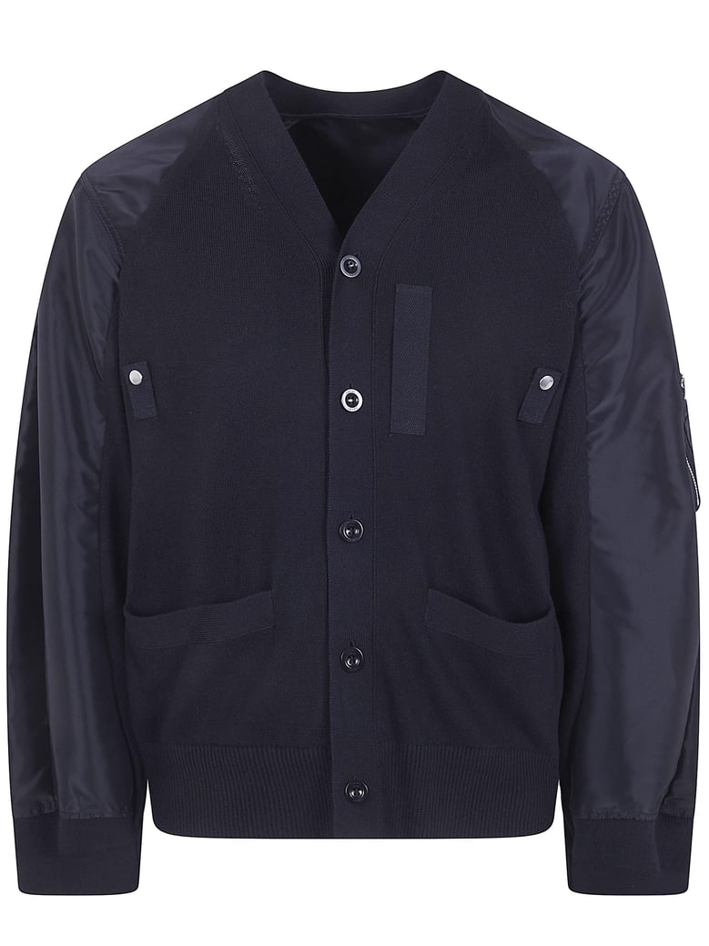 nylon twill x knit cardigan by Selfnex