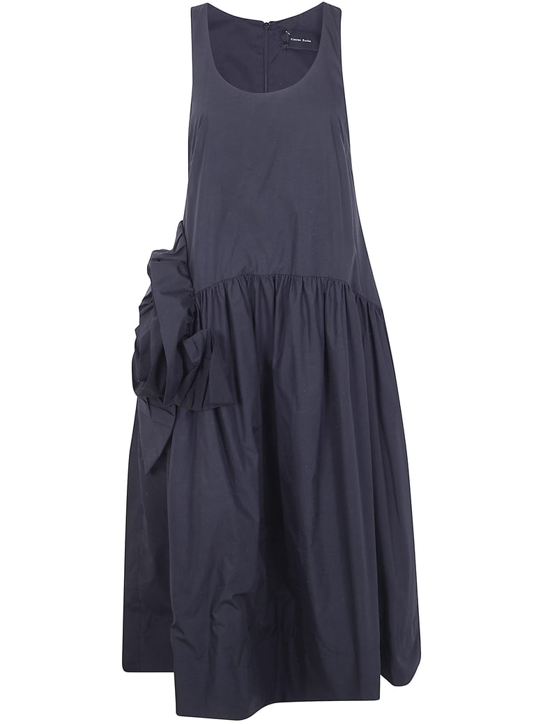 pressed rosette tapered back flounce dress by Selfnex