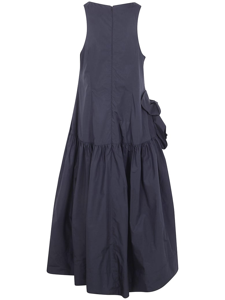 pressed rosette tapered back flounce dress by Selfnex