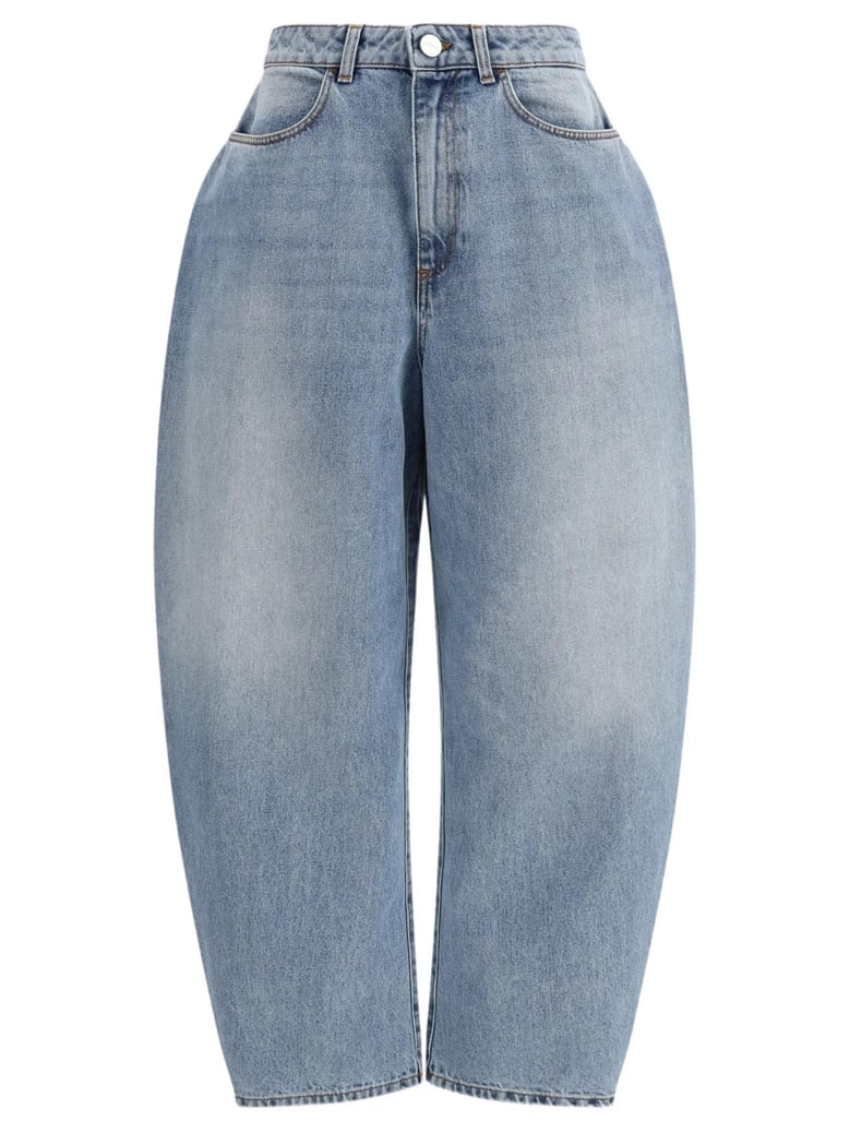 sculptural denim trousers by Selfnex