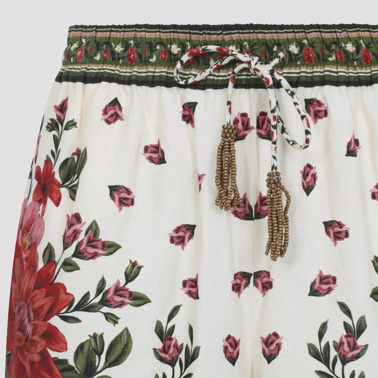 floral paula black linen wonder sand short by Selfnex