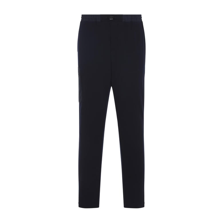 navy blue jersey virgin wool jogger pants by Selfnex