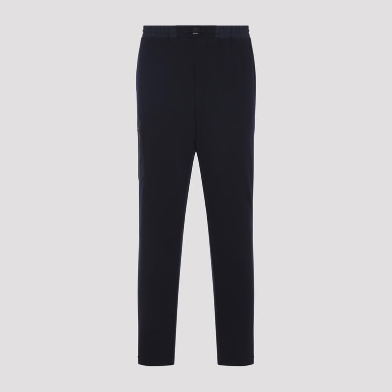 navy blue jersey virgin wool jogger pants by Selfnex