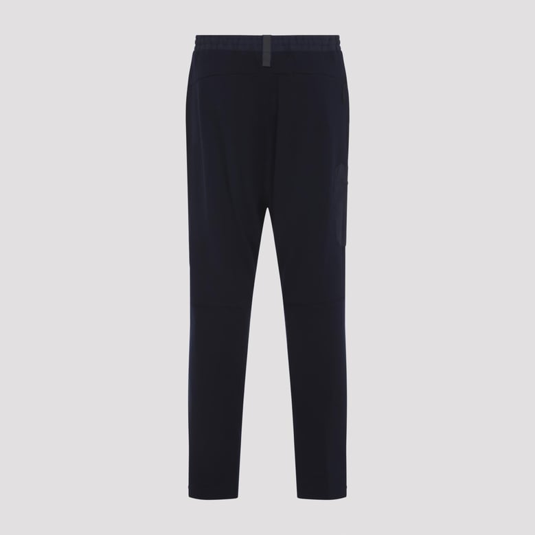 navy blue jersey virgin wool jogger pants by Selfnex