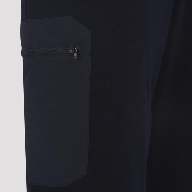 navy blue jersey virgin wool jogger pants by Selfnex