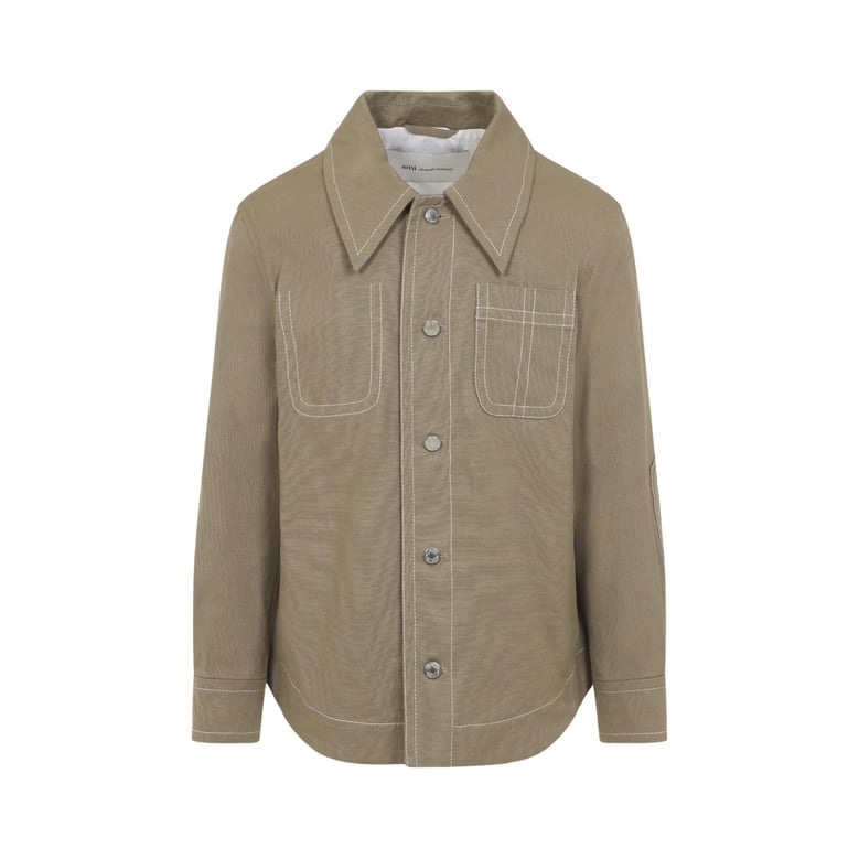 beige worker buttoned cotton jacket by Selfnex