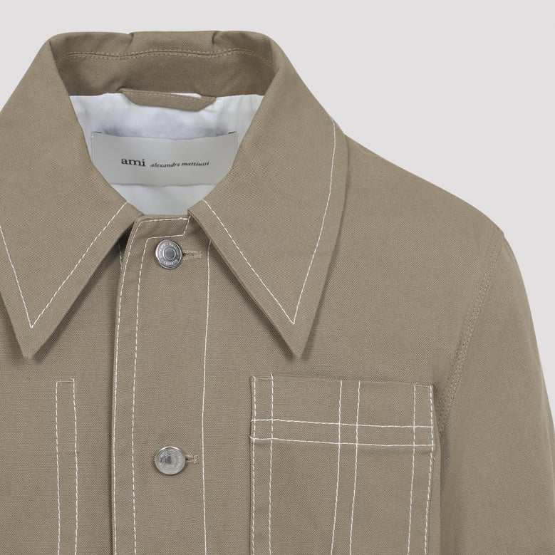 beige worker buttoned cotton jacket by Selfnex