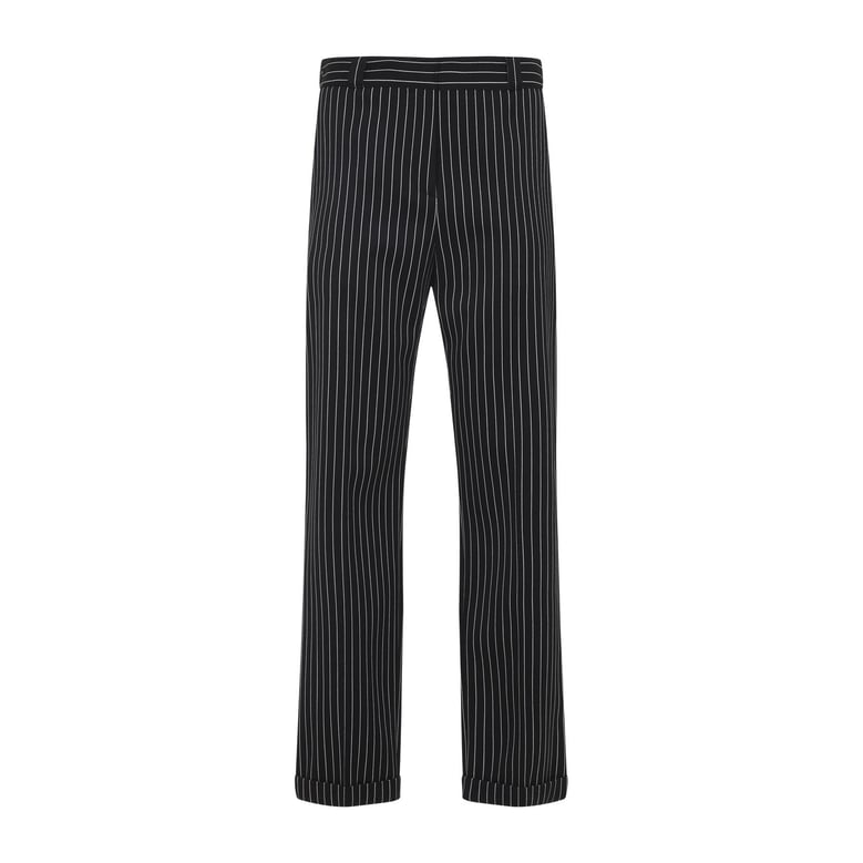 black virgin wool striped wool chino pants by Selfnex