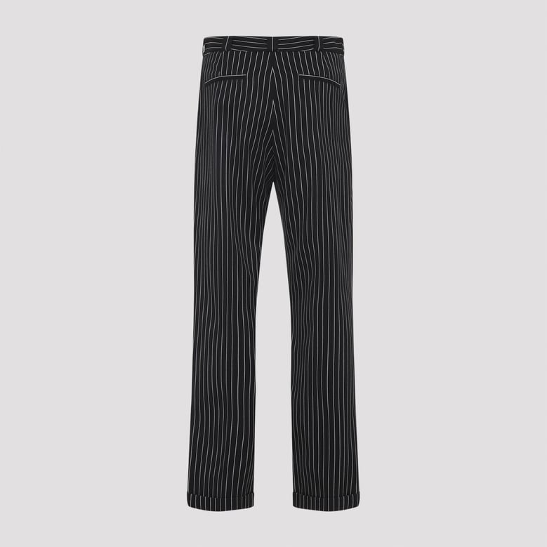 black virgin wool striped wool chino pants by Selfnex