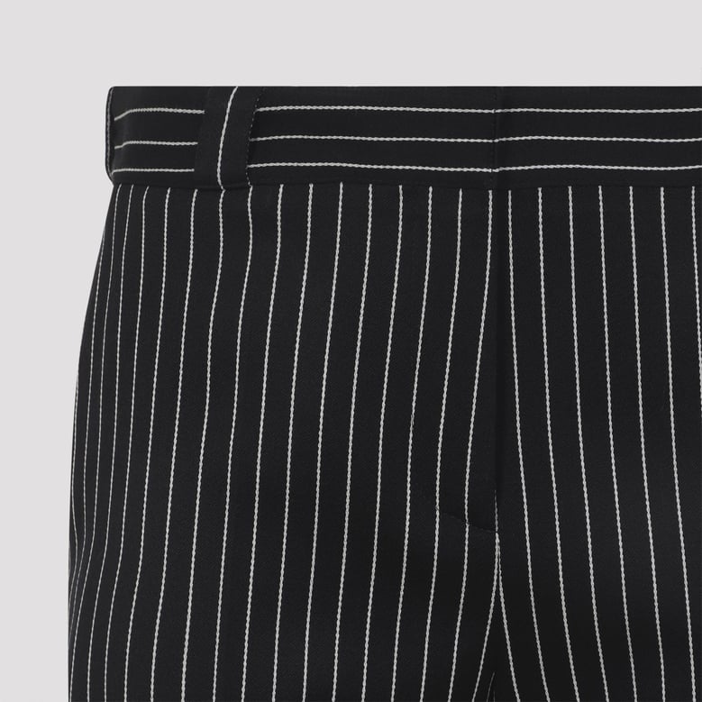 black virgin wool striped wool chino pants by Selfnex