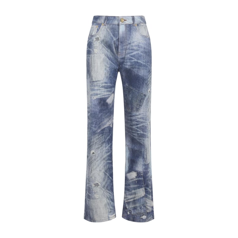 dark blue 5-pocket cotton jeans by Selfnex