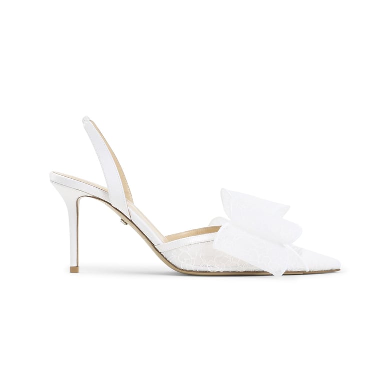 le cadeau white lace slingback by Selfnex