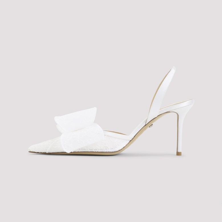le cadeau white lace slingback by Selfnex