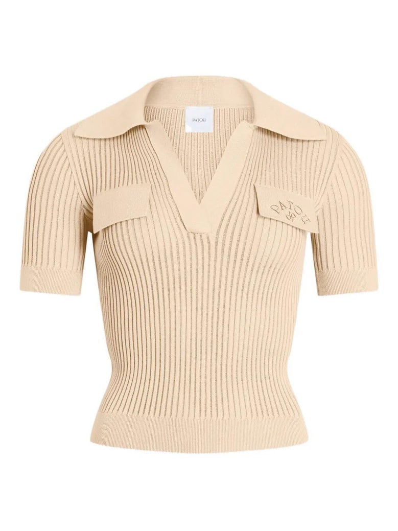 embroidered knitted cotton polo shirt by Selfnex