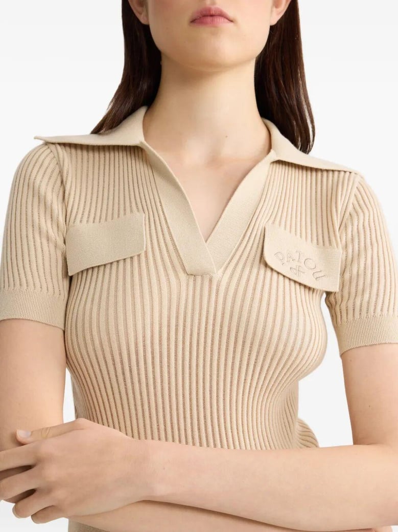 embroidered knitted cotton polo shirt by Selfnex