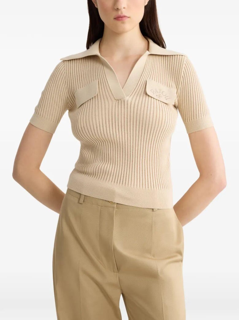 embroidered knitted cotton polo shirt by Selfnex