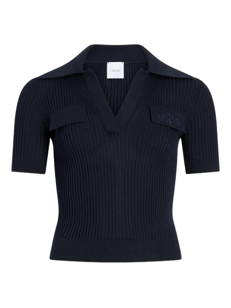 embroidered knitted cotton polo shirt by Selfnex