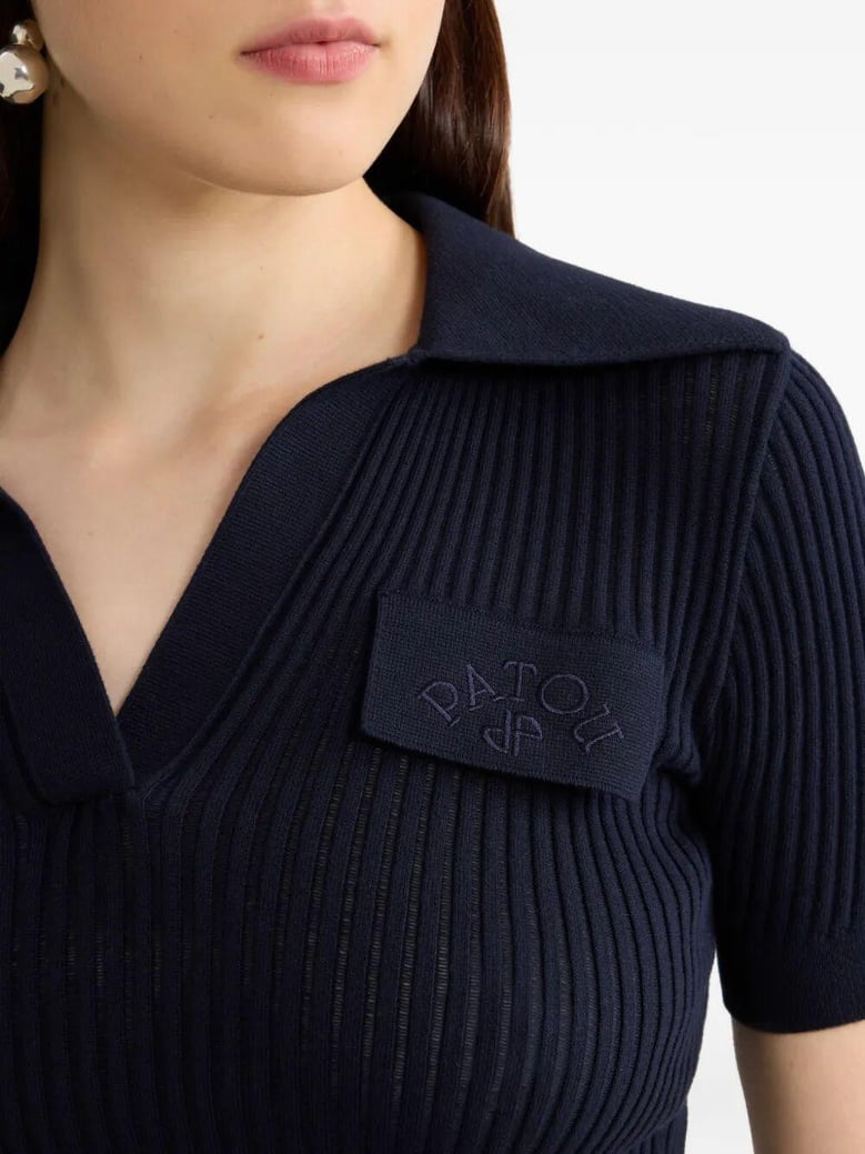embroidered knitted cotton polo shirt by Selfnex