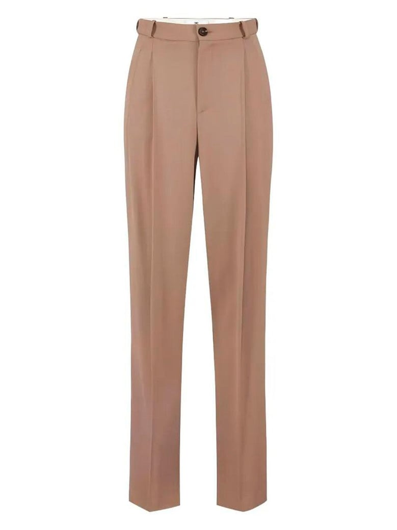 dart-detail gabardine trousers by Selfnex