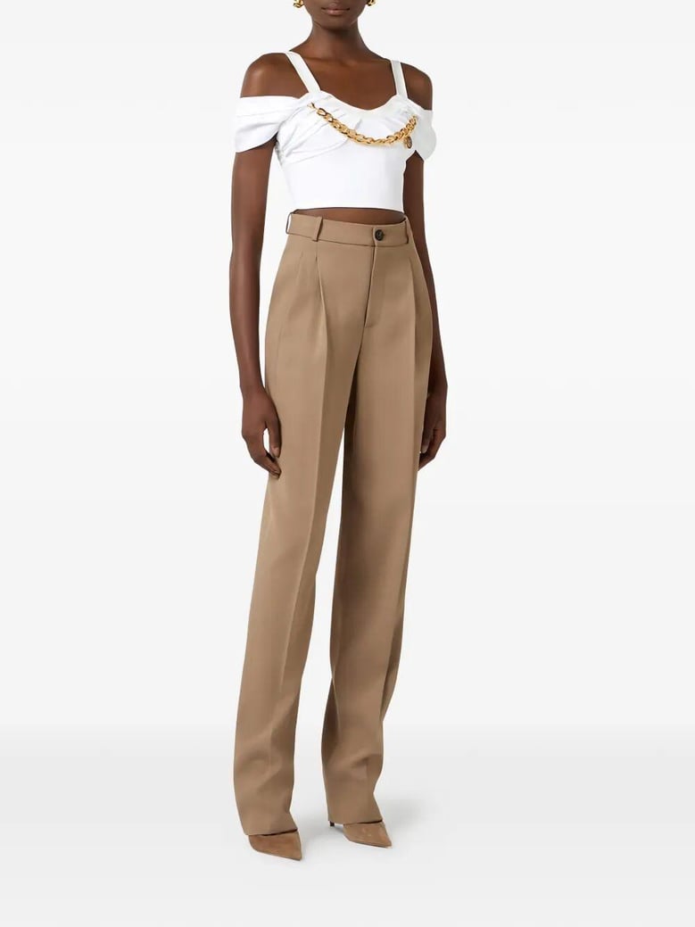 dart-detail gabardine trousers by Selfnex