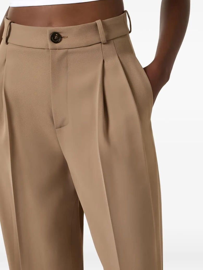 dart-detail gabardine trousers by Selfnex