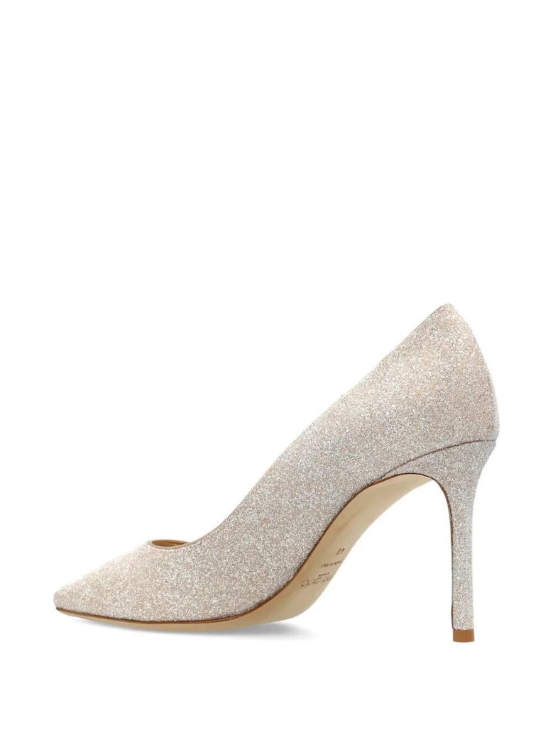 romy 85 champagne coarse glitter fabric pumps by Selfnex