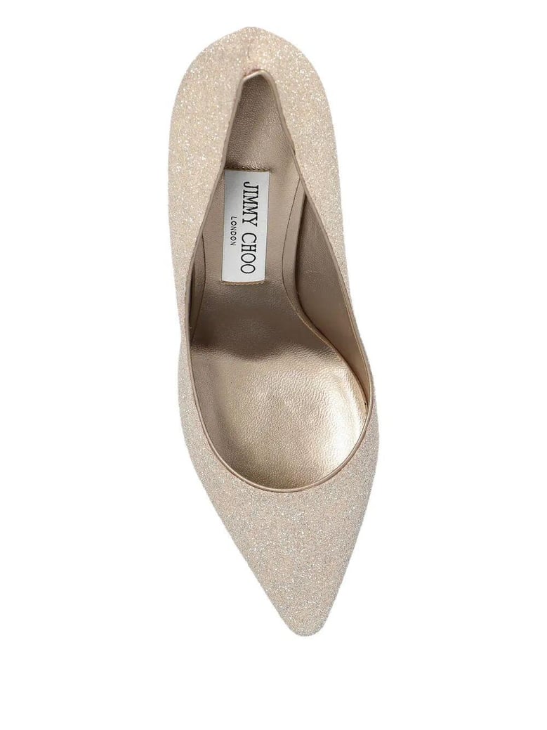 romy 85 champagne coarse glitter fabric pumps by Selfnex