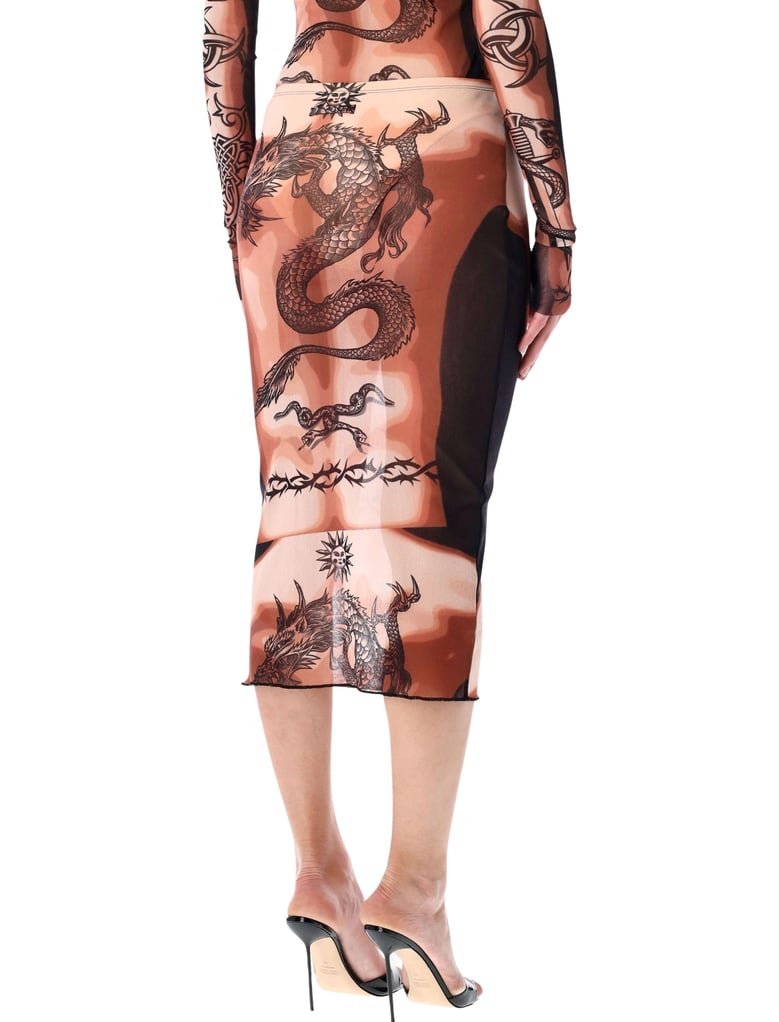 jean paul gaultier re-edition safe sex tattoo mesh skirt by Selfnex
