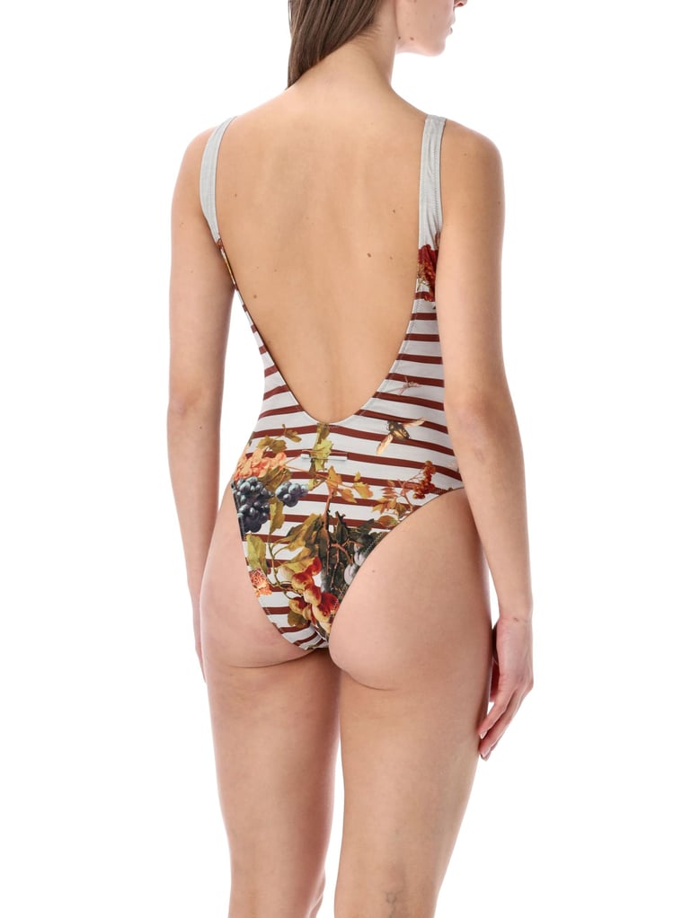 jean paul gaultier marinière grape one-piece swimsuit by Selfnex