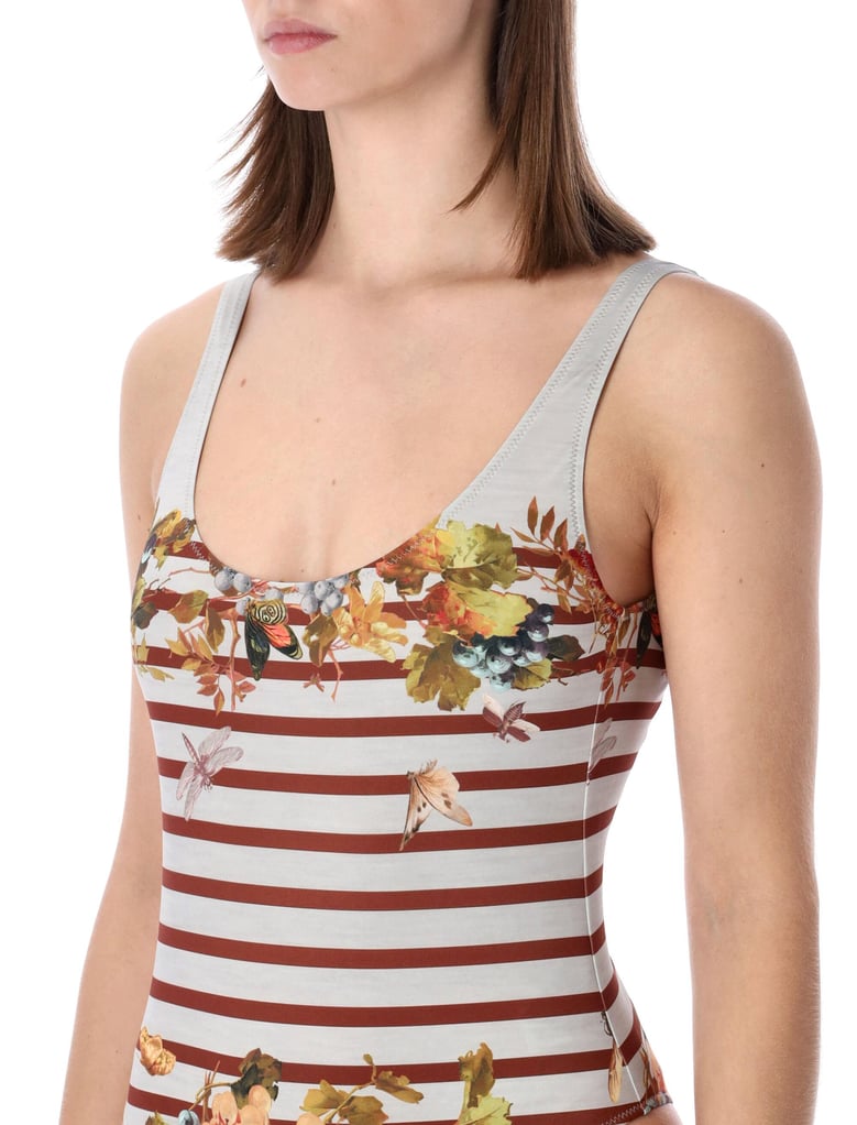 jean paul gaultier marinière grape one-piece swimsuit by Selfnex