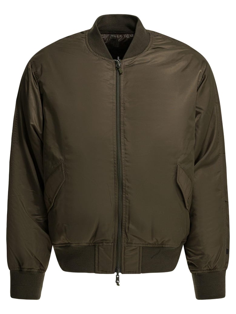 brown nylon padded jacket by Selfnex