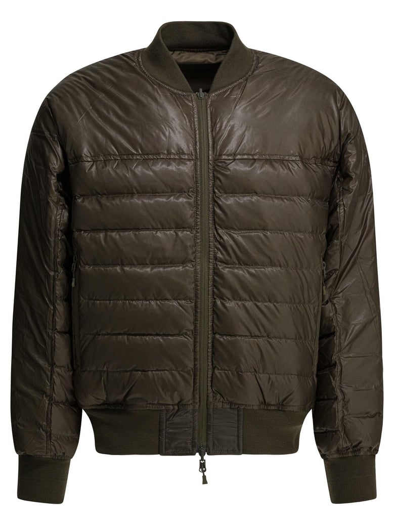 brown nylon padded jacket by Selfnex