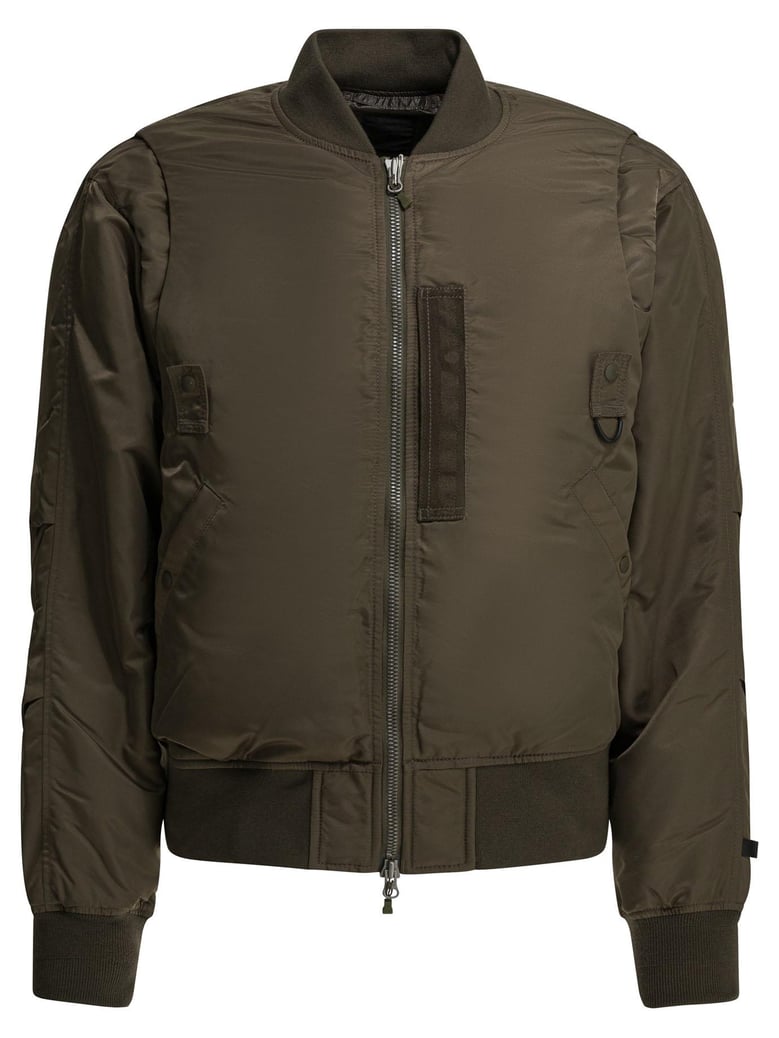 brown nylon padded jacket by Selfnex