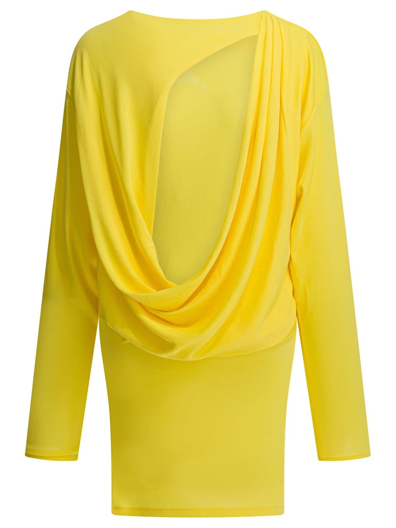 yellow viscose blend dress by Selfnex