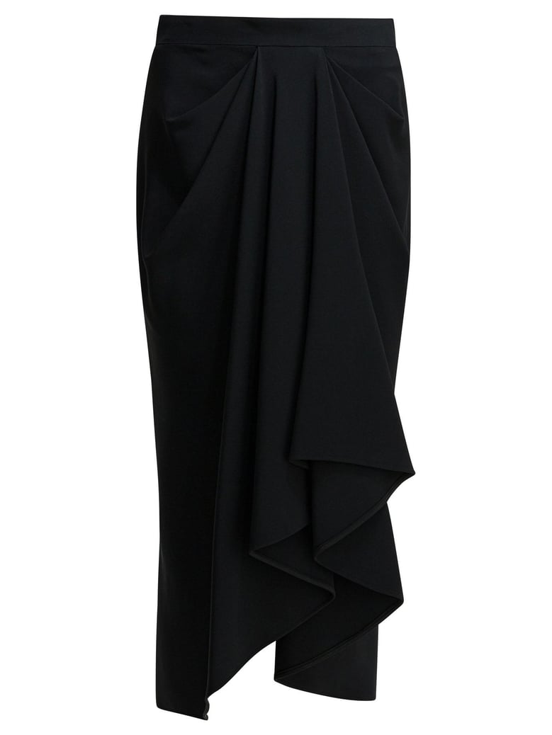 draped crepe cady midi skirt by Selfnex