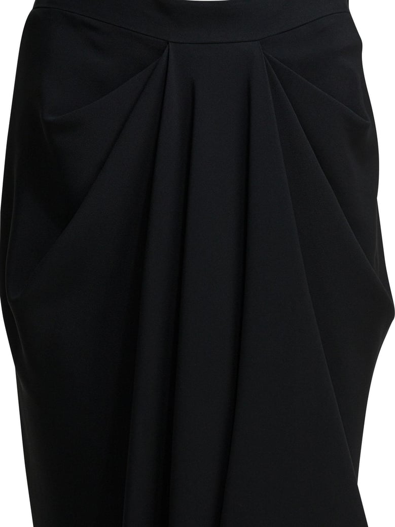 draped crepe cady midi skirt by Selfnex