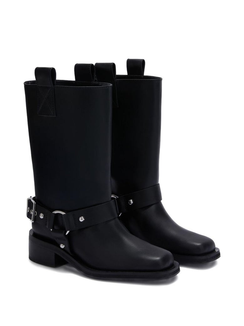 recycled leather biker boots by Selfnex