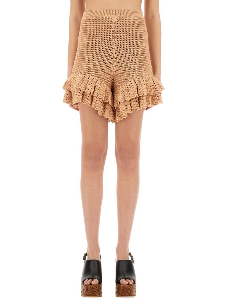 crochet knit mini shorts by Selfnex