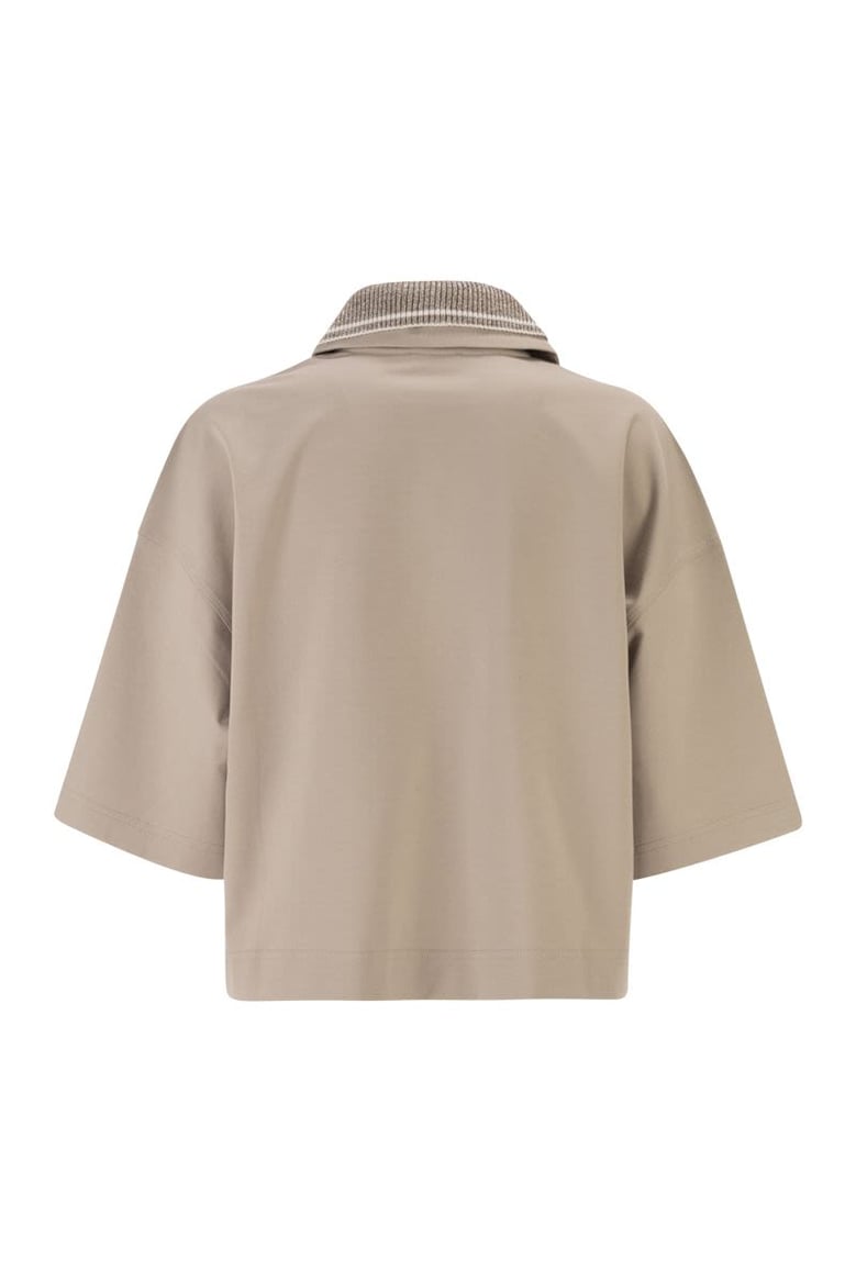interlock couture polo shirt with sparkling knitted collar by Selfnex