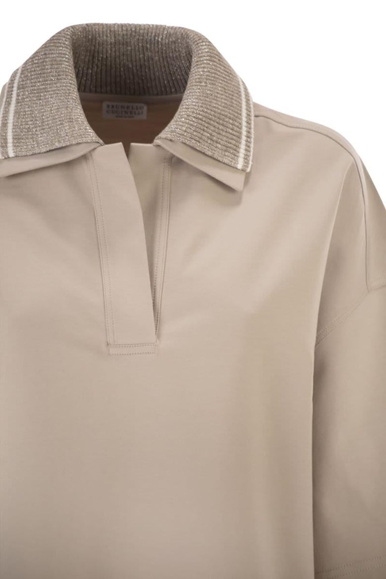 interlock couture polo shirt with sparkling knitted collar by Selfnex