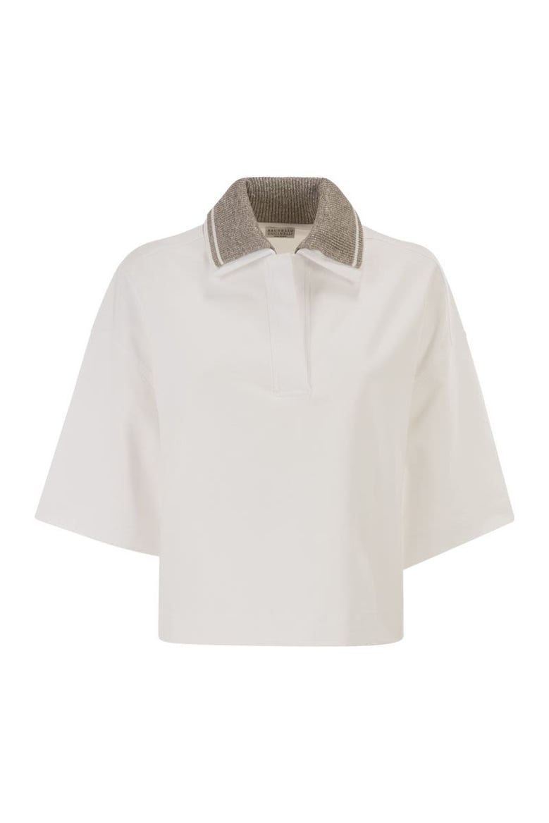 interlock couture polo shirt with sparkling knitted collar by Selfnex