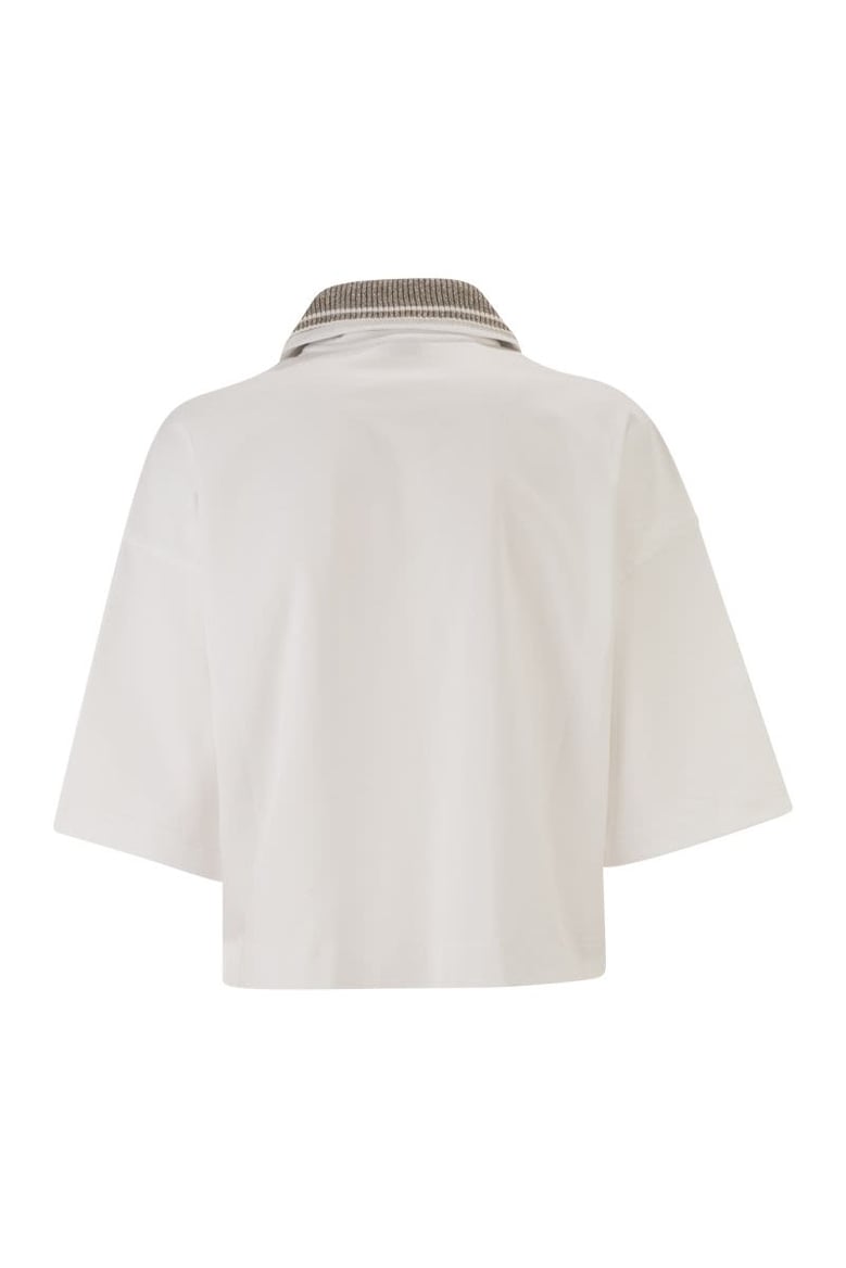 interlock couture polo shirt with sparkling knitted collar by Selfnex