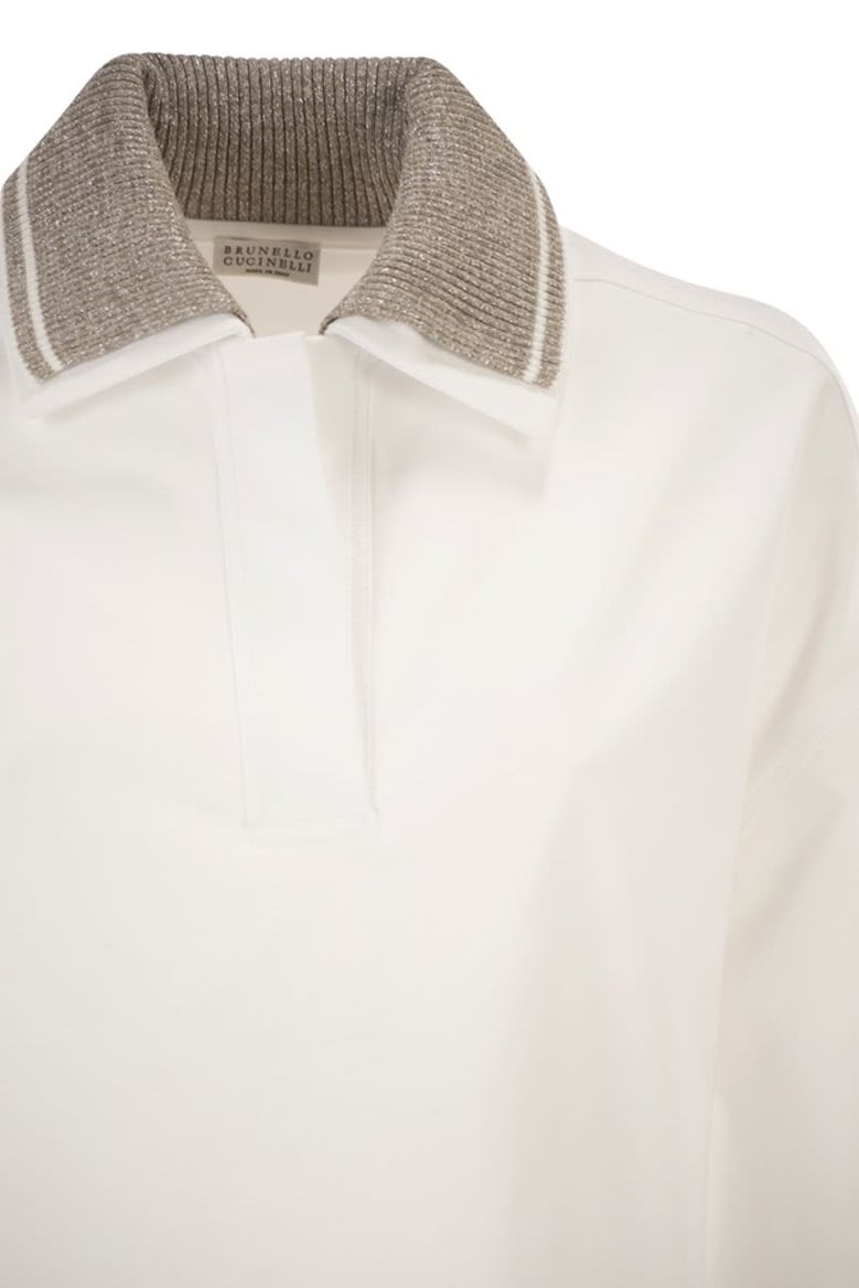 interlock couture polo shirt with sparkling knitted collar by Selfnex