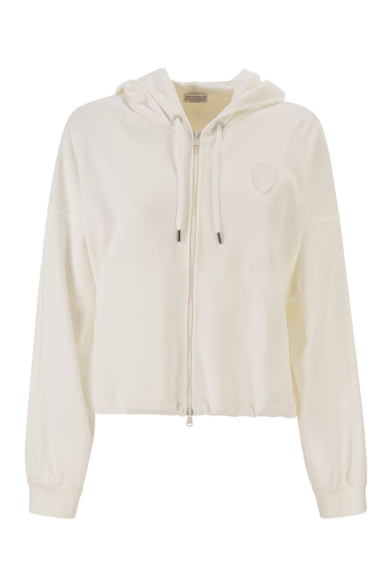 hooded zip-up sweatshirt in technical cotton jersey by Selfnex