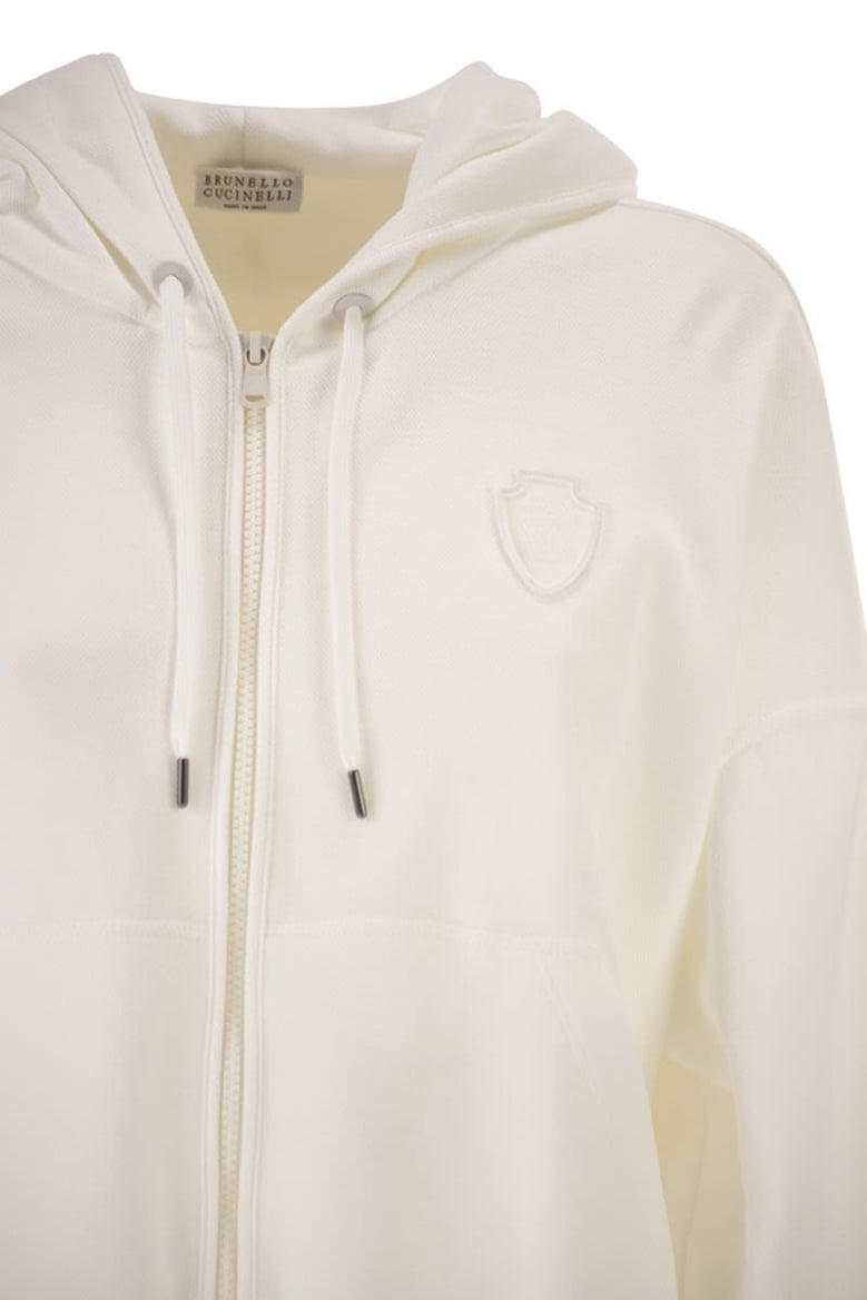 hooded zip-up sweatshirt in technical cotton jersey by Selfnex