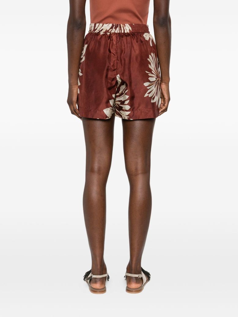 silk twill shorts with floral print and elasticated waistband by Selfnex