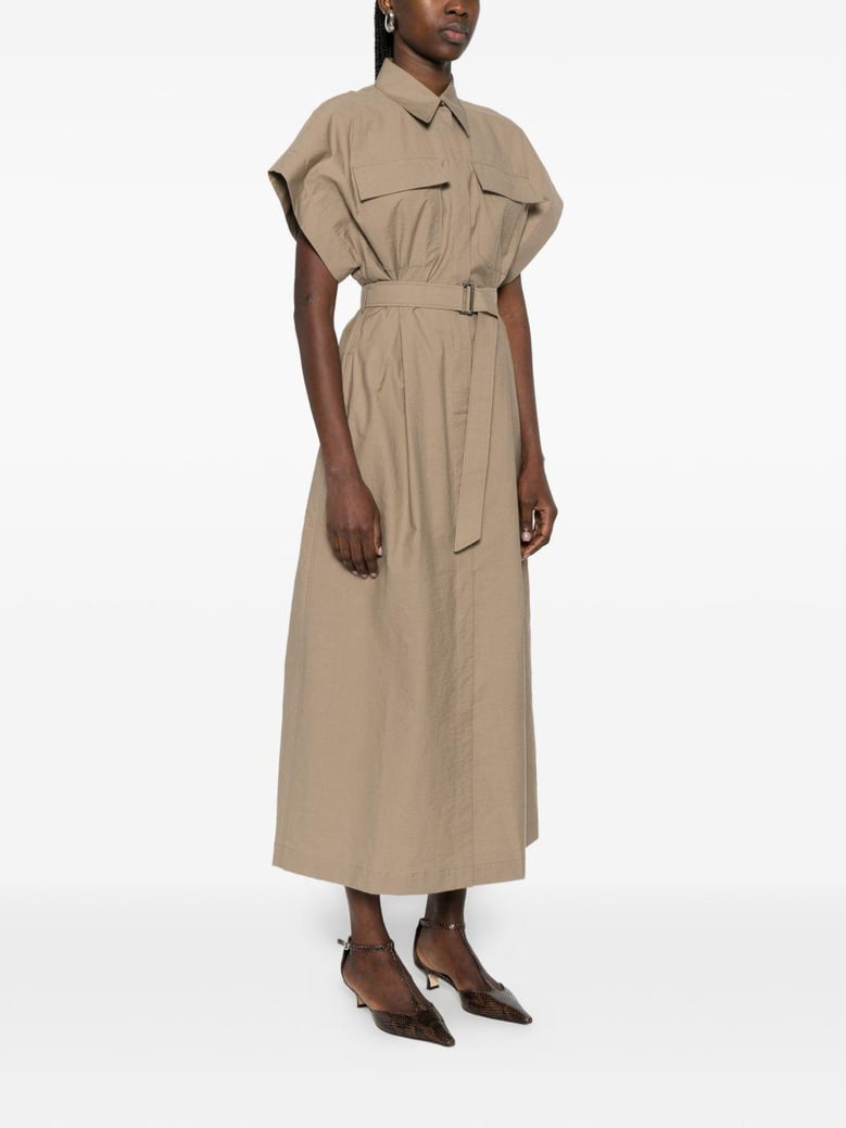chemise dress in technical cotton and nylon poplin with belt by Selfnex