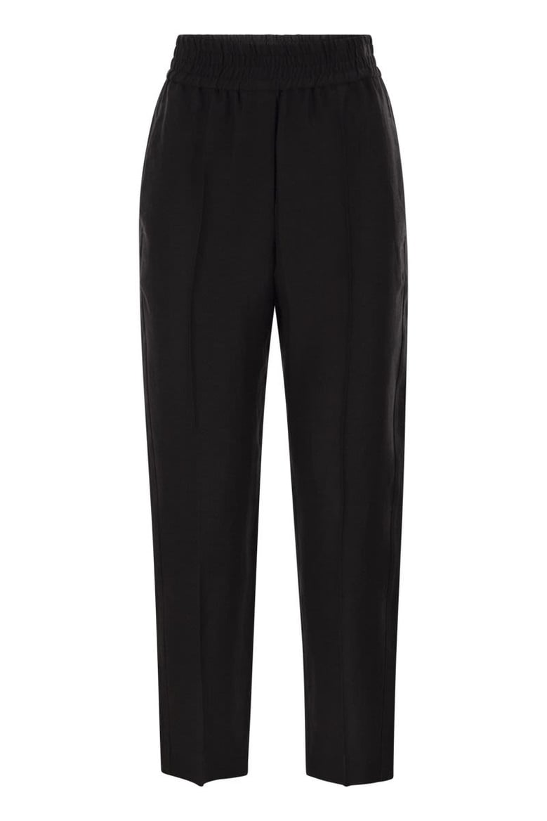 baggy pull-up trousers in viscose and linen fluid twill by Selfnex